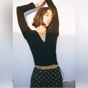 Réalisation Par Maisie Black Tie-Back Long Sleeve Cashmere Cardigan XS